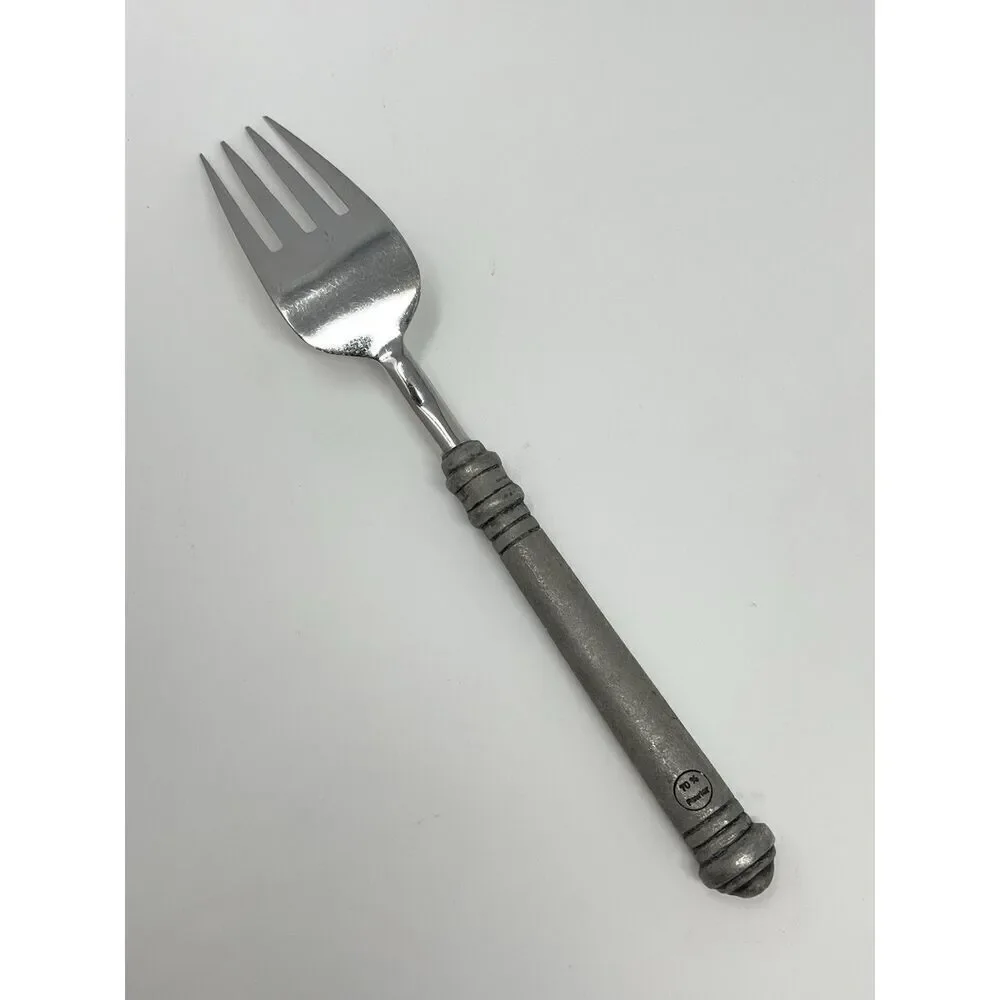 Pottery Barn 70% PEWTER Banded Handle & 18/8 Stainless Dinner Fork 8”